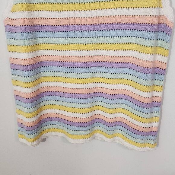 Design History Pastel Rainbow Sleeveless Knit Top NWT Size 3X Striped Sweater - Picture 3 of 8